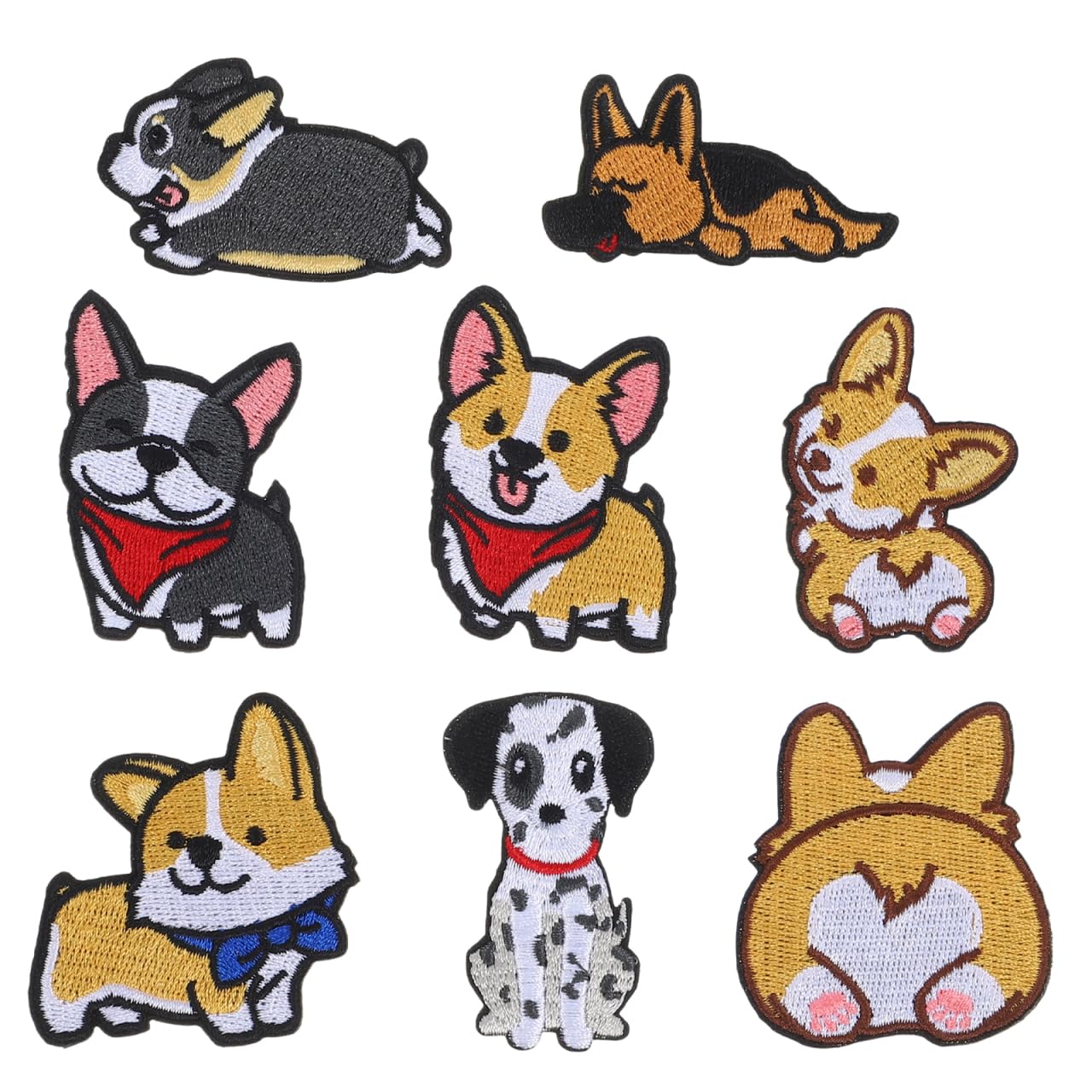 Amazon.co.jp: Gadpiparty 刺繍ワッペン 犬 アップリケ 8枚セット